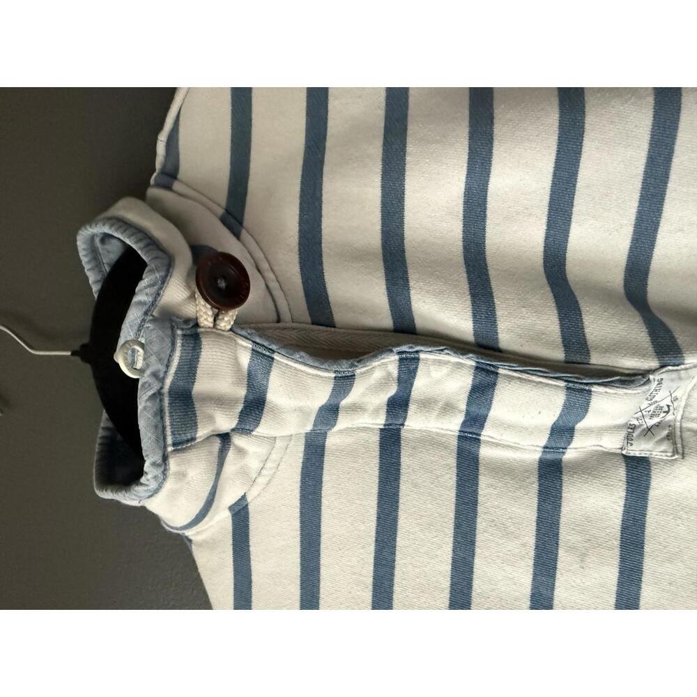 Joules Blue and White Striped Pullover Sweater with Button Collar - Picture 2 of 7